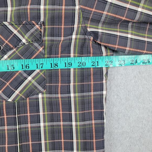 Wrangler Shirt Mens Size Large Plaid Button Down Black Pearl Snaps Long Sleeve - Picture 12 of 13